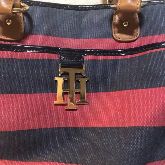 Tommy Hilfiger Rugby stripe Purse Bag Tote read - Picture 4 of 16